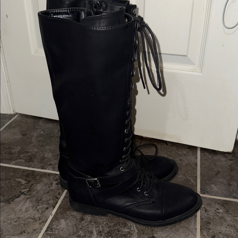 Target Black Lace-Up Tall Boots - Picture 6 of 7